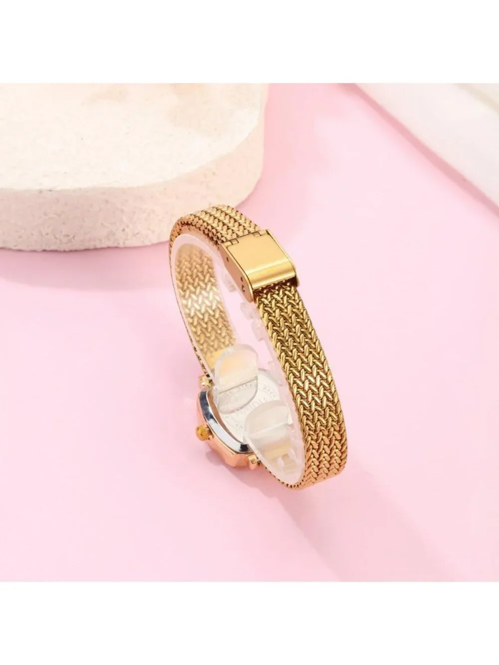 Women's Gold Analog Quartz Vintage Square Alloy Steel Roman Numeral Wrist Watch